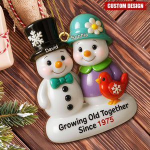 Growing Old Together Snowmen Ornament,Custom Wood Ornament,Gift For Couples
