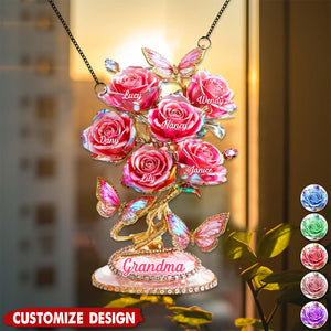 Each Rose Holds A Piece Of Your Heart - Personalized Suncatcher - Mother's Day