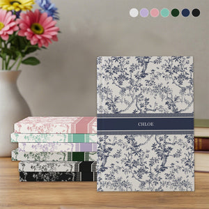 Blue Toile Personalized Journal, Custom Name Notebook