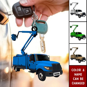 Personalized Lineman Truck Acrylic Keychain
