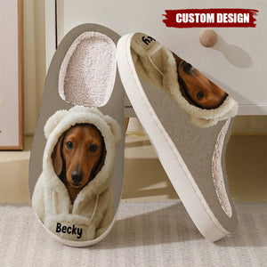 Dog In Winter Hoodie - Personalized Dog Slippers