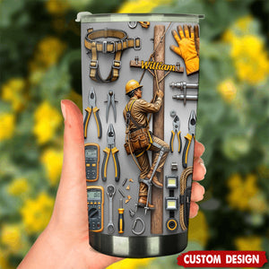 Strength Of The Line - Personalized Lineman Tumbler