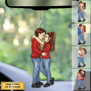 Doll Couple Hugging - Personalized Car Hanging Ornament