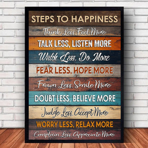 Steps To Happiness - Motivational Quote Poster