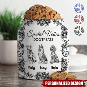 Spoiled Rotten Dog Treats Floral Toile De Jouy Chinoiserie-Personalized Cookie Jar