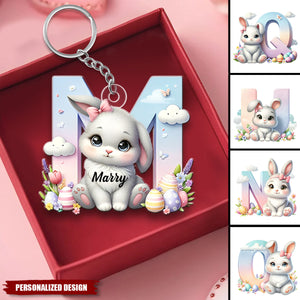Cute Easter Bunny Gradient-Personalized Keychain-Gift for Kids