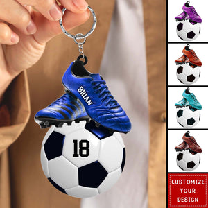 Personalized Soccer Keychain: Custom Name & Number, Unique Gift for Soccer Lovers