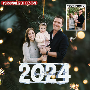 2024 New Release Merry Christmas 2024 - Personalized Photo Mica Ornament - Christmas Gift For Family Members