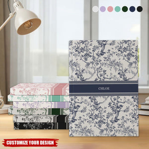 Blue Toile Personalized Journal, Custom Name Notebook