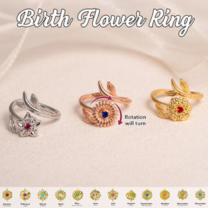 Personalized Birth Flower Fidget Spinner Ring - Mother's Day Gifts