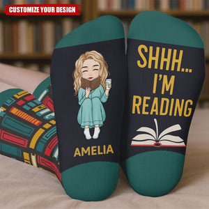 Custom Crew Socks - Personalized Bookish Gifts For Book Lovers, Bookworms, Readers - Keeping Up With My Reading Game