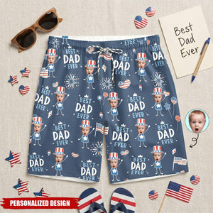 Best Dad Ever USA Flag - Personalized Shorts