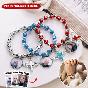 Personalized Cross Commemorative Bracelet with Photo-Memorial Gift For Friend Or Family