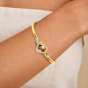 Personalized Heart Birthstone Bracelet-Gift For Mom, Grandma