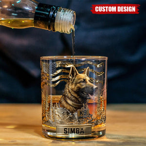 Love My Dog - Personalized German Shepherd Dog Whiskey Glass