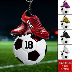 Personalized Soccer Keychain: Custom Name & Number, Unique Gift for Soccer Lovers