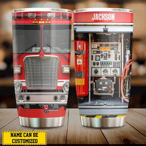 Fire Truck Tumbler-Personalized Firefighter Stainless Steel Tumbler-Gifts For Firefighter Lover