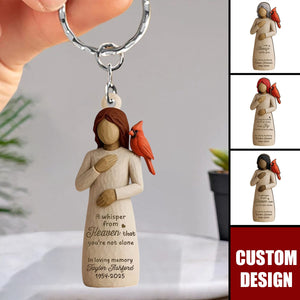 Always With You Cardinal & Woman Personalized Acrylic Keychain, Memorial Sympathy Gift