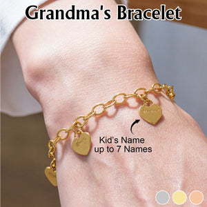 Personalized Heart Charms Bracelet-Gift for Mom Grandma