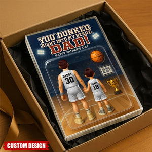 You Dunked Right into my Heart Dad - Personalized Basketball Shaped Acrylic Plaque