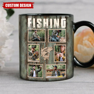 Personalized Fishing Photo Collage Mug, Gift For Fishing Lovers