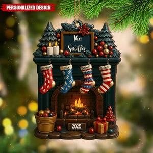 Holiday Gatherings-Personalized Family Name Wood Ornament