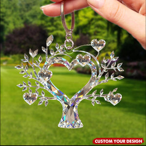 Personalized Tree of Life Family Member Crystal Keychain