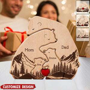 Hugging Bear Family New Version - Personalized Wooden Bear Family Puzzle