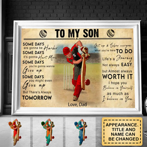 Custom Personalized To My Son Cricket Poster, Gifts For Son, Cricket Gifts, Gifts For Cricket Players