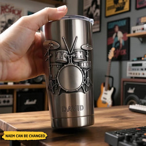 Personalized Drum Pattern Stainless Steel Tumbler-Gift for Drummer