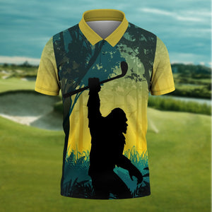 Bigfoot Men's Golf Polo Shirt, Golfing Apparel, Mens Golf Gift, Funny Golf Shirt