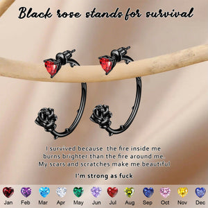 Rise from ashes Black Rose Earring