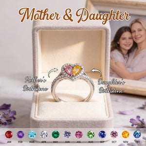 Personalized Mother Daughter Birthstone Ring-Mother's Day Gifts