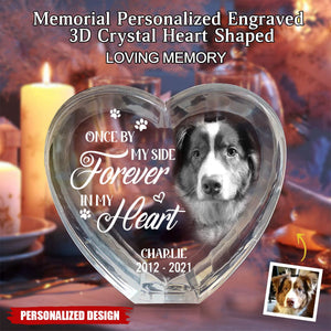 Your Love Lives On In My Heart-Memorial Personalized Engraved 3D Crystal Heart Shaped-Gift For Pet Lovers