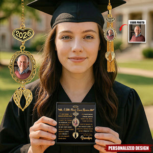 I’m In Heaven But I Won't Miss This Day-Personalized Graduation Tassel Photo Charm With Angel Wing