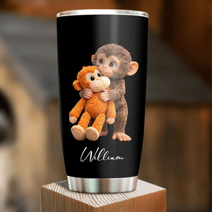 Personalized Adorable Monkey Tumbler - Gift For Birthday & Holiday