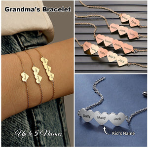 Personalized Multiple Name Love Heart Bracelet-Gift For Mom