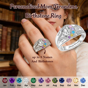 Personalized Birthstone Rings With 1-8 Birthstones-Gifts for Mother Grandma