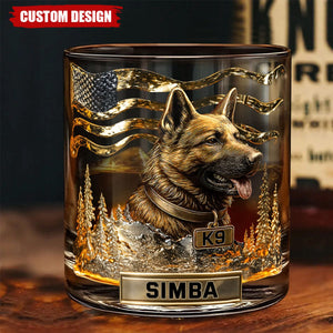 Love My Dog - Personalized German Shepherd Dog Whiskey Glass