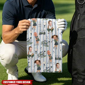 Personalized Golf Towel, Custom Photo Dad Gift from Kids, Father's Day Golfing Keepsake