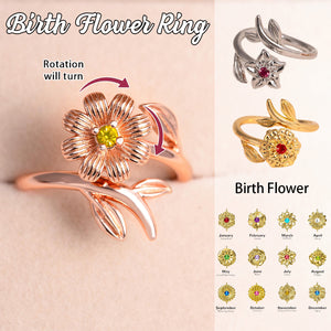 Personalized Birth Flower Fidget Spinner Ring - Mother's Day Gifts