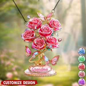 Each Rose Holds A Piece Of Your Heart - Personalized Suncatcher - Mother's Day