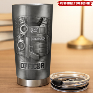 Honor Your Dedication, Police Badge Handcuffs Gun, Personalized Tumbler, Gift For Law Enforcement Officers