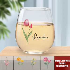 Friends Are Like Flowers, They Fill The World With Beauty - Bestie Personalized Custom Wine Glass - Gift For Best Friends, BFF, Sisters