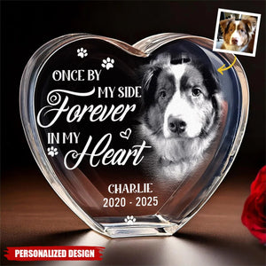 Your Love Lives On In My Heart-Memorial Personalized Engraved 3D Crystal Heart Shaped-Gift For Pet Lovers
