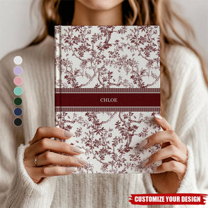 Blue Toile Personalized Journal, Custom Name Notebook