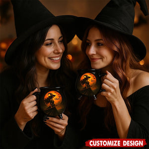 Witching You A Wicked Brew - Personalized Witch Cauldron Mug - Halloween Birthday Gifts For Besties, Sisters, BFF, Family, Yourself