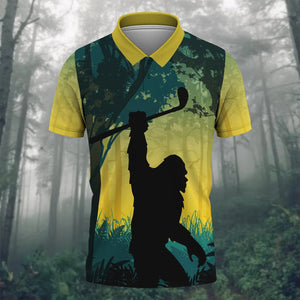 Bigfoot Men's Golf Polo Shirt, Golfing Apparel, Mens Golf Gift, Funny Golf Shirt