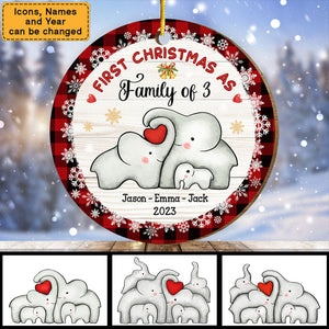 Baby First Christmas Puzzle Elephant Personalized Circle Ornament