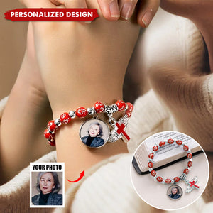 Personalized Cross Commemorative Bracelet with Photo-Memorial Gift For Friend Or Family